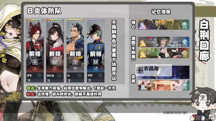 《白荆回廊》新手向队伍搭配推荐图1