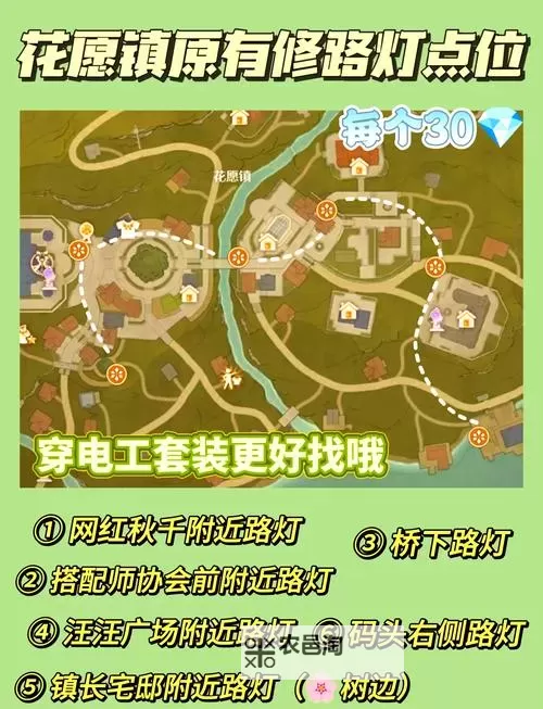 《无限暖暖》路灯修理方法介绍 花愿镇可修理路灯位置图1