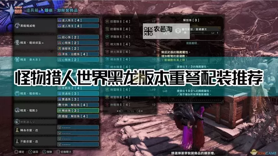 《怪物猎人世界》黑龙版本近战武器通用配装思路图1