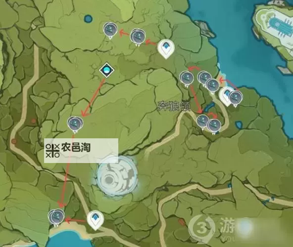 《原神》3.4版小灯草收集路线推荐图2