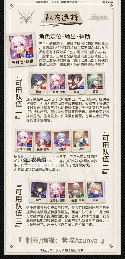 《崩坏星穹铁道》角色编队站位推荐图1